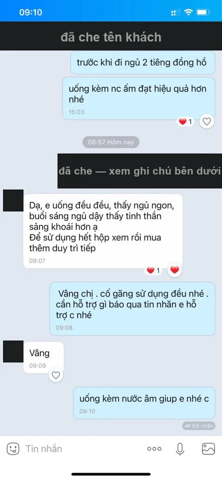 Ảnh chụp tin nhắn phản hồi của khách — đã che thông tin cá nhân