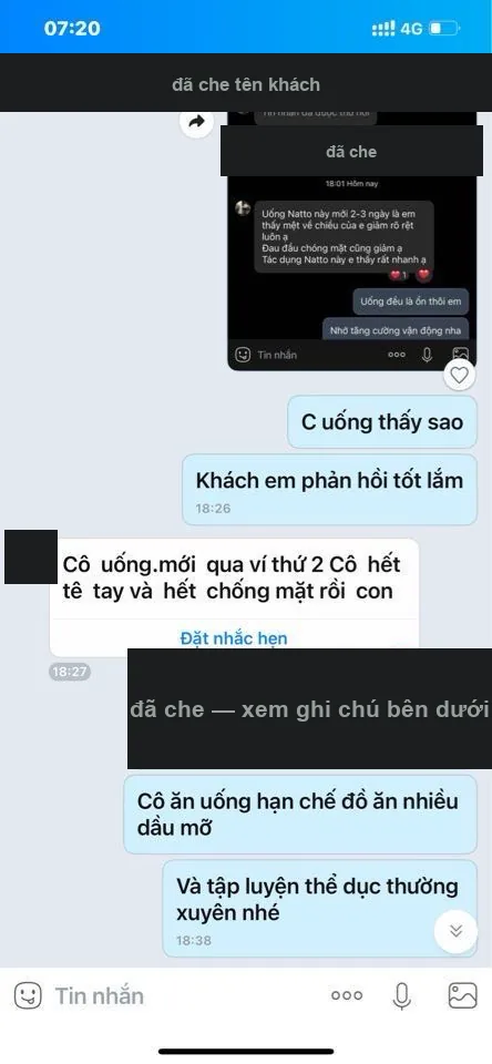 Ảnh chụp tin nhắn phản hồi của khách — đã che thông tin cá nhân